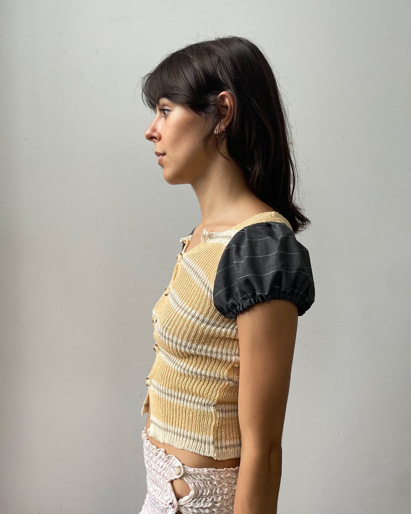 Striped Puff Sleeve Top - Notebook