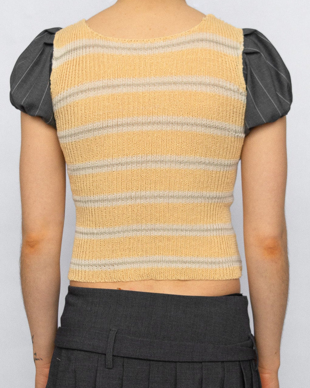 Striped Puff Sleeve Top - Notebook