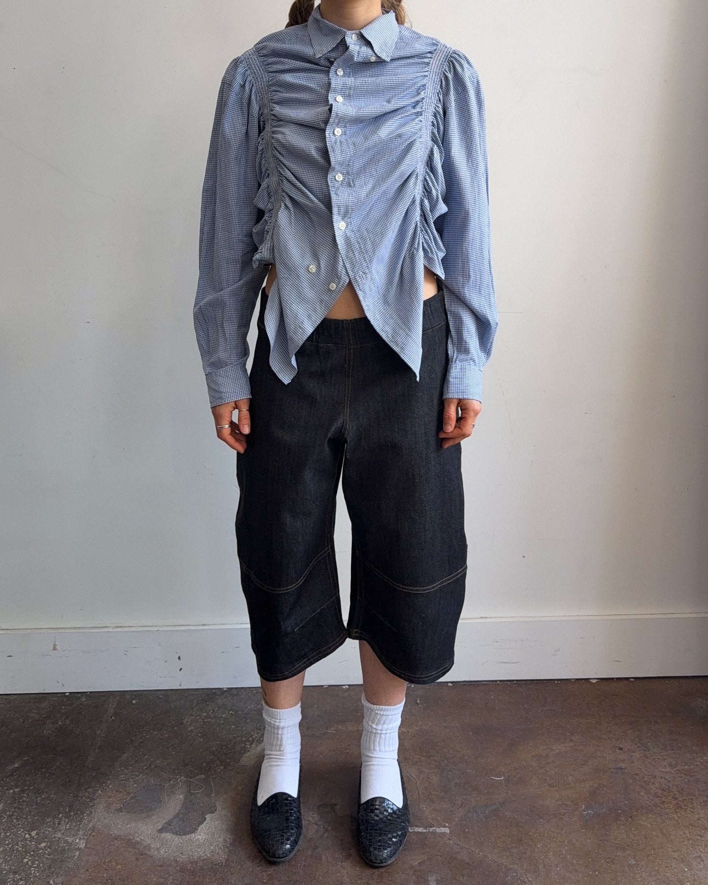 Shrunken Button Down - Blue Check