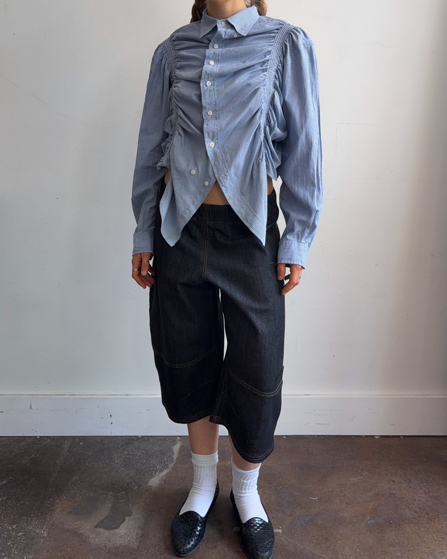 Shrunken Button Down - Blue Check