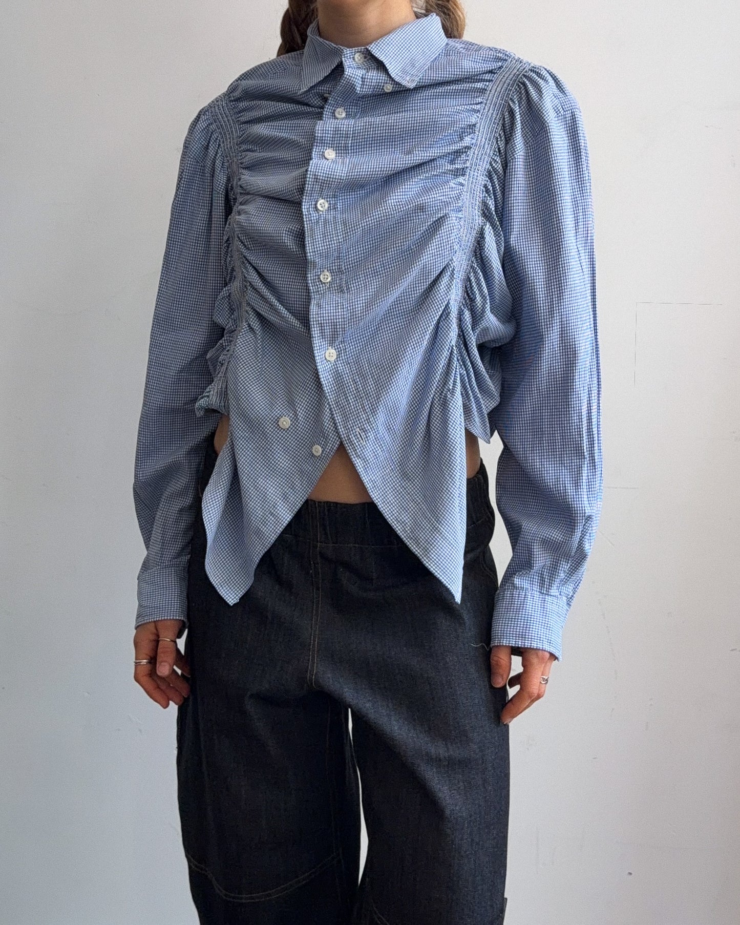 Shrunken Button Down - Blue Check