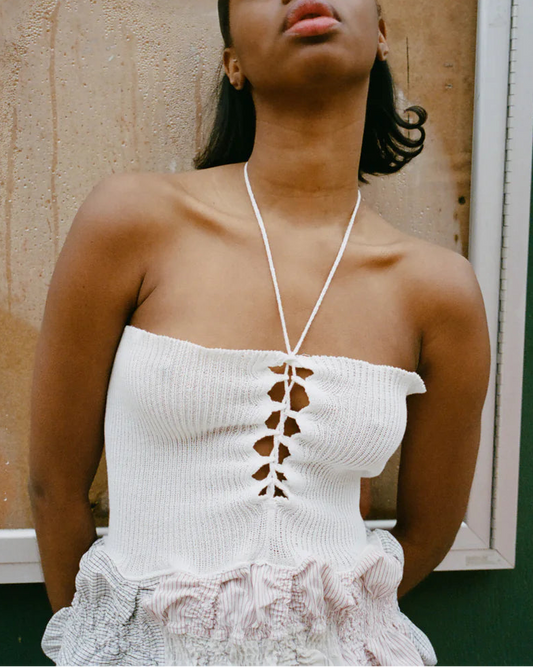 Vertigo Lace Up Top - White